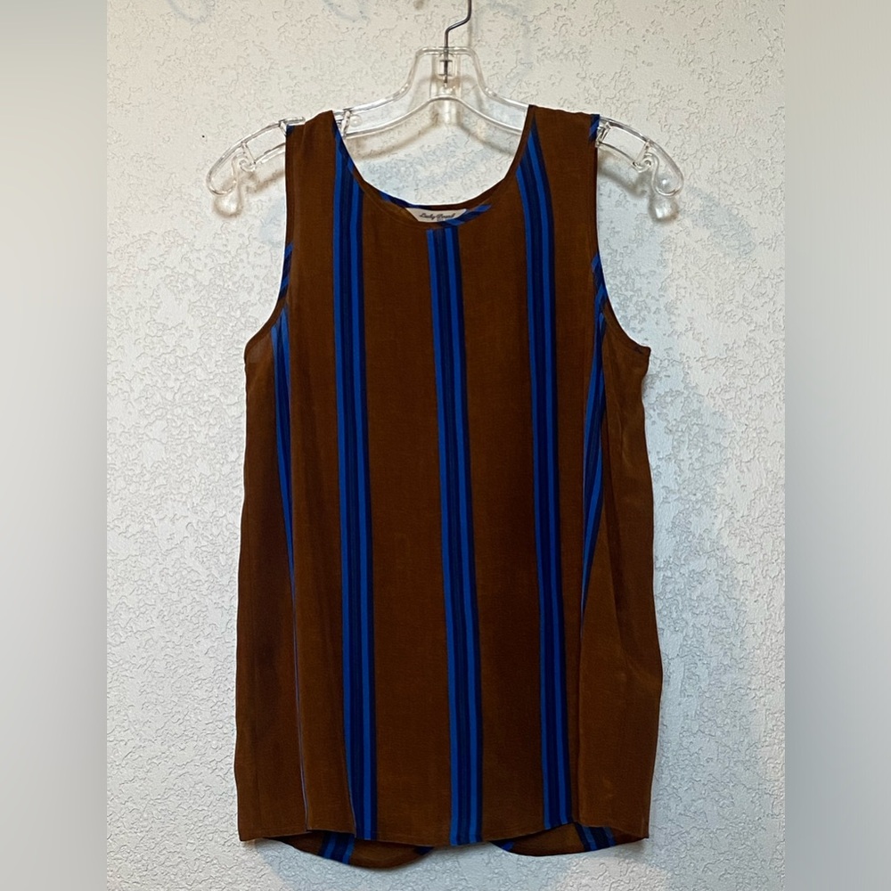 Lucky Brand Striped Sleeveless Silk Top